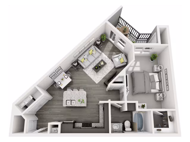 1 Bed, 1 Bath 4-4214 floor plan